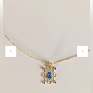 Llume Nina Necklace. Navy blue, ornate pendant